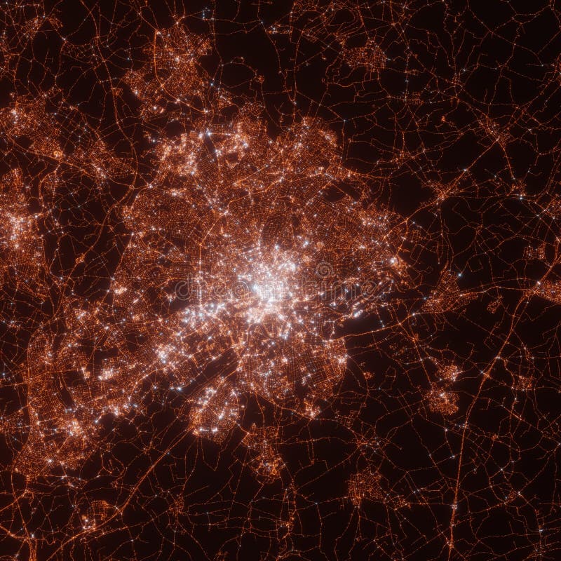 Nottingham City Lights Map Top View From Space Aerial View On Night nottingham-city-lights-map-top-view-from-space-aerial-view-on-night