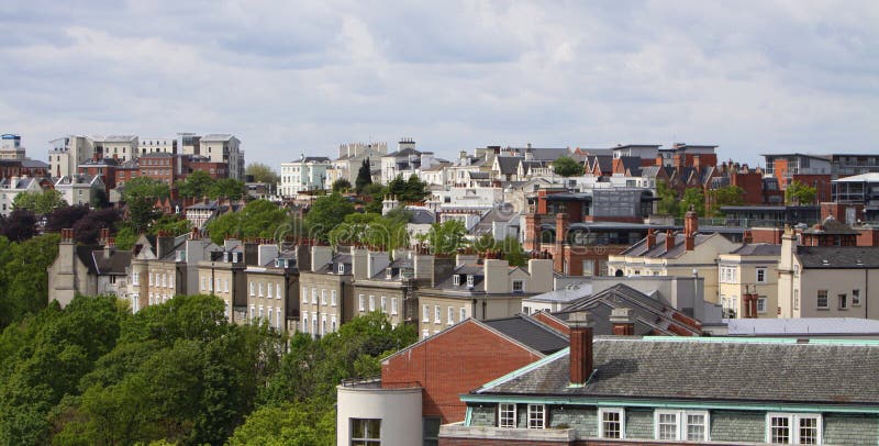 Nottingham skyline england uk showing buildings and houses. Nottingham skyline england uk showing buildings and houses