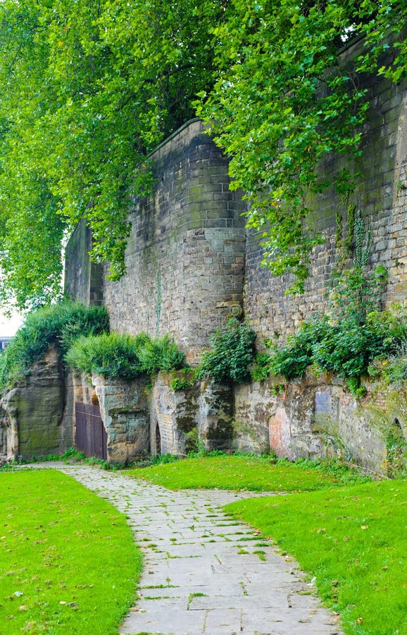 Nottingham castle wall and path. Nottingham castle wall and path