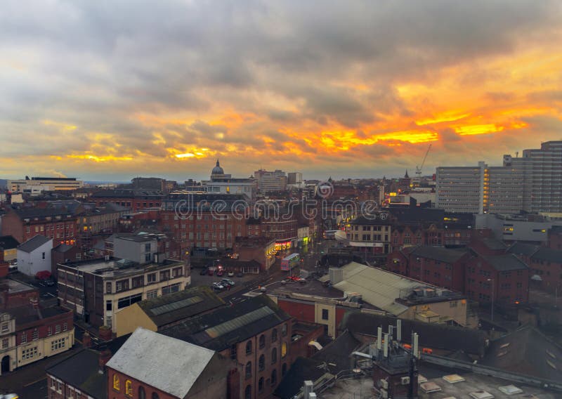 Nottingham City Centre Skyline at sunset. Nottingham City Centre Skyline at sunset