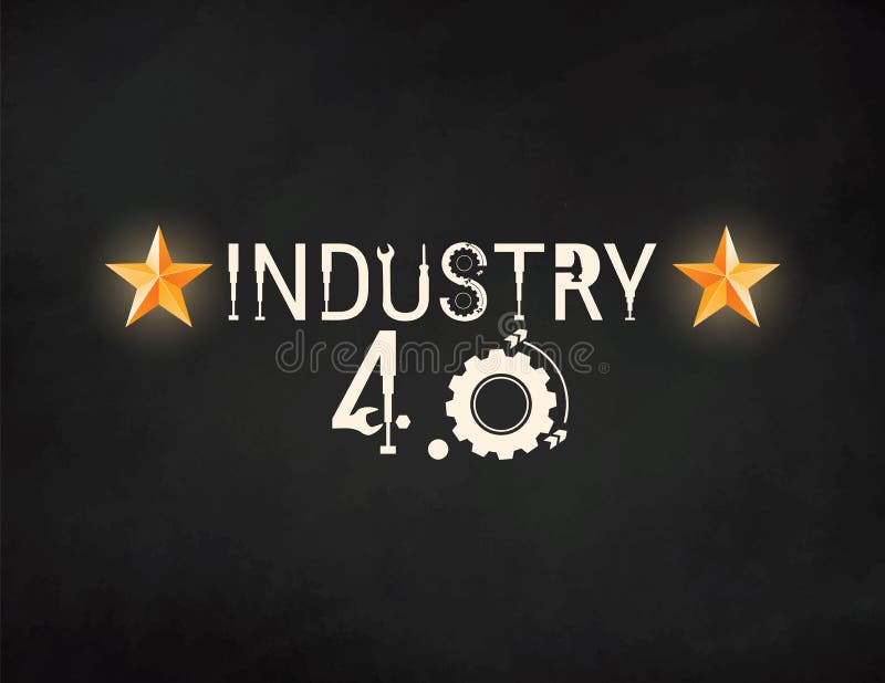 Noua revoluție industrială. 40 de bannere din domeniu : asistenți roboți de automatizare a revoluției industriale inteligente, cu royalty free illustration