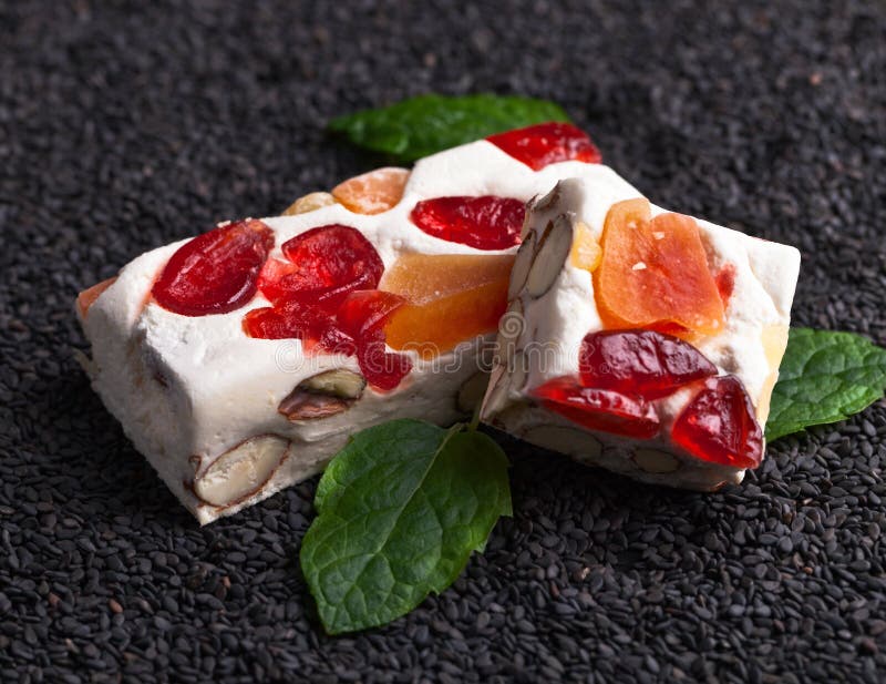 Nougat with Tropical Fruit and Peppermint Stock Photo Image of