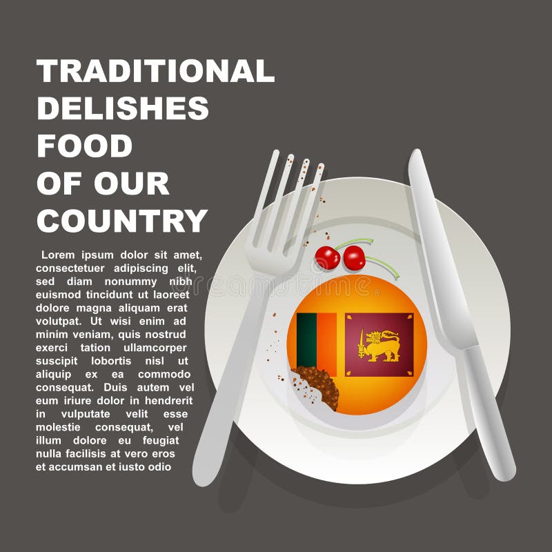 Nourriture délicieuse traditionnelle d'affiche de pays de Sri Lanka Dessert national asiatique Gâteau d'illustration de vecteur a illustration stock Nourriture délicieuse traditionnelle d'affiche de pays de Sri Lanka Dessert national asiatique Gâteau d'illustration de vecteur a illustration stock