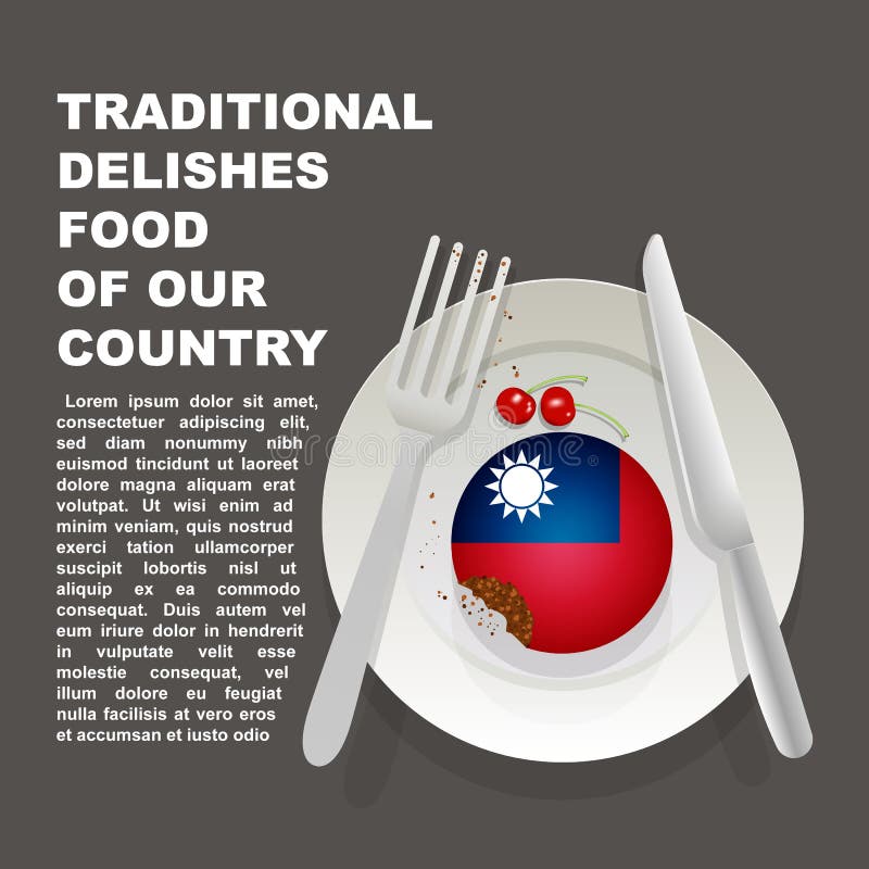 Nourriture délicieuse traditionnelle d'affiche de pays de Taïwan Dessert national asiatique Gâteau d'illustration de vecteur avec illustration libre de droits Nourriture délicieuse traditionnelle d'affiche de pays de Taïwan Dessert national asiatique Gâteau d'illustration de vecteur avec illustration libre de droits