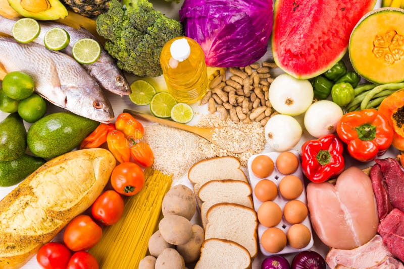 Group of healthy food, the shoot includes protein, carbohydrates, good fats, fruits and vegetables. Group of healthy food, the shoot includes protein, carbohydrates, good fats, fruits and vegetables.