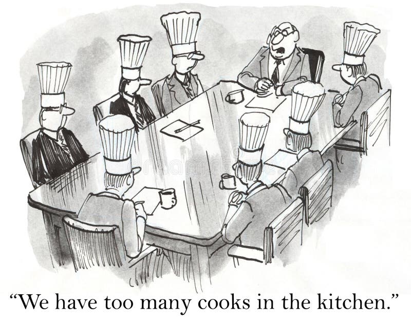 Nous avons trop de cuisiniers dans la cuisine illustration stock Nous avons trop de cuisiniers dans la cuisine illustration stock
