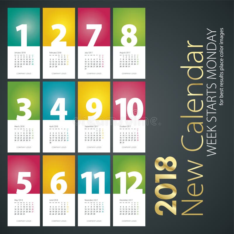 Nouveau calendrier de bureau fond de portrait de lundi de 2018 débuts de semaine illustration stock Nouveau calendrier de bureau fond de portrait de lundi de 2018 débuts de semaine illustration stock