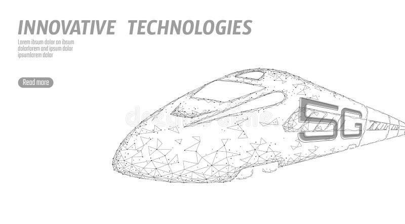 nouveau concept sans fil de wifi d'Internet du rail 5G ultra-rapide Plus haut train ferroviaire rapide global Bas poly blanc gris illustration libre de droits nouveau concept sans fil de wifi d'Internet du rail 5G ultra-rapide Plus haut train ferroviaire rapide global Bas poly blanc gris illustration libre de droits