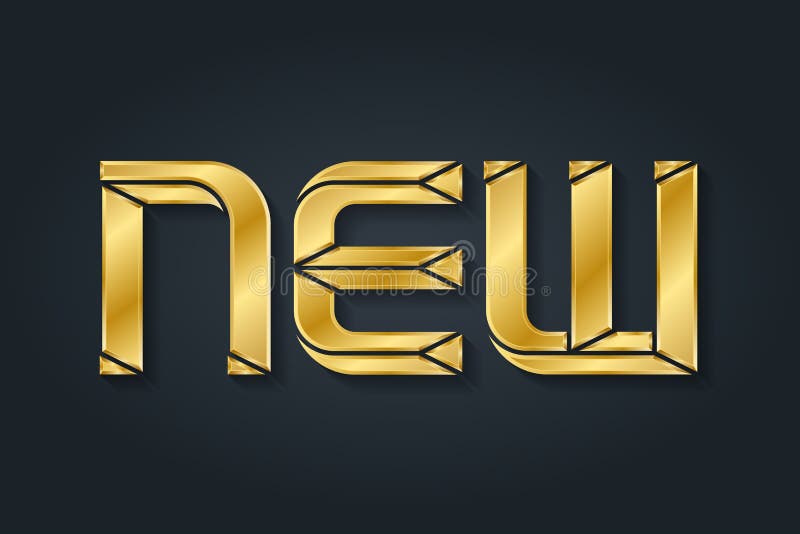 Nouveau - inscription Lettres de luxe d'or illustration de vecteur Nouveau - inscription Lettres de luxe d'or illustration de vecteur