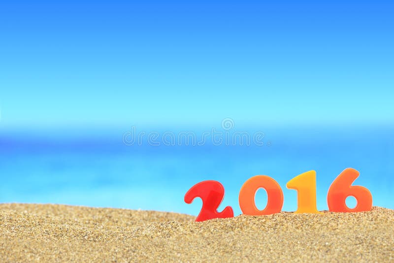 New year number 2016 on the beach. New year number 2016 on the beach