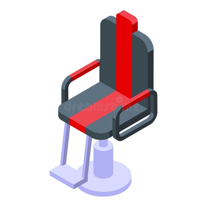 New barber chair icon isometric vector. Red line design. Modern service. New barber chair icon isometric vector. Red line design. Modern service