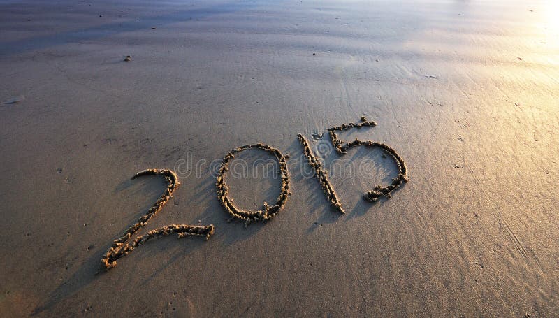 2015 nouvelles années sur le sable de plage image stock 2015 nouvelles années sur le sable de plage image stock