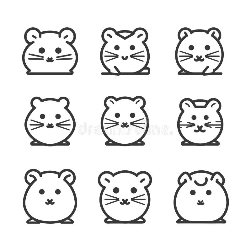 Nouă Pictograme Adorabile Hamster : Set de ilustrații drăguț rozătoare vector illustration