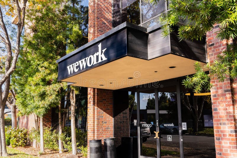 Nov 22, 2019 Palo Alto / CA / USA - WeWork office building located in Silicon Valley; WeWork is an American company that provides royalty free stock image Nov 22, 2019 Palo Alto / CA / USA - WeWork office building located in Silicon Valley; WeWork is an American company that provides royalty free stock image