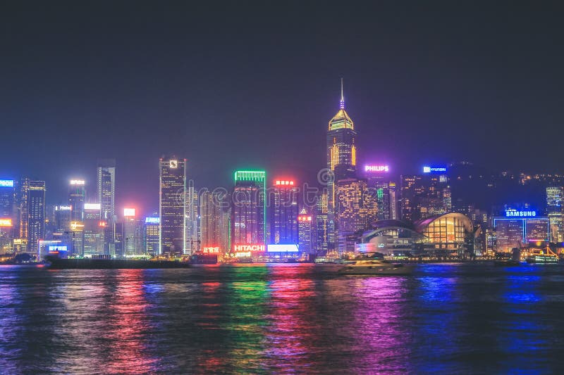 The Victoria Harbour Night View in Hong Kong 14 Nov 2013 Editorial