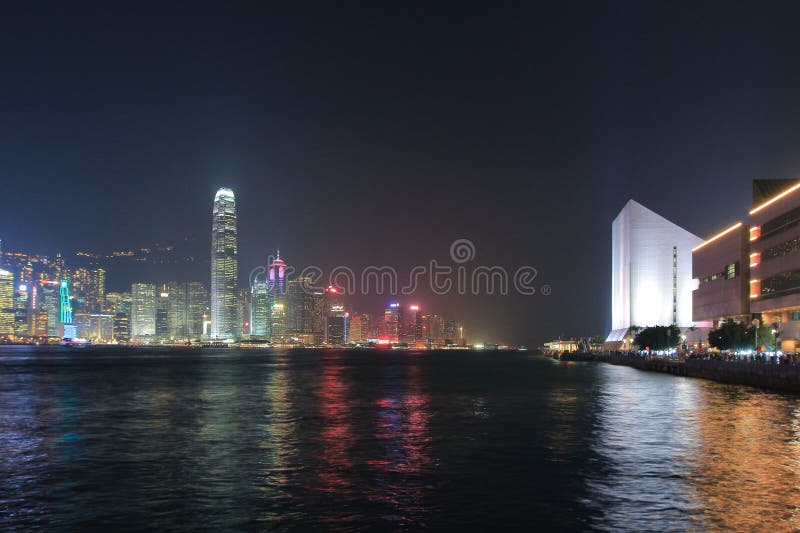 The Victoria Harbour Night View in Hong Kong 14 Nov 2013 Editorial