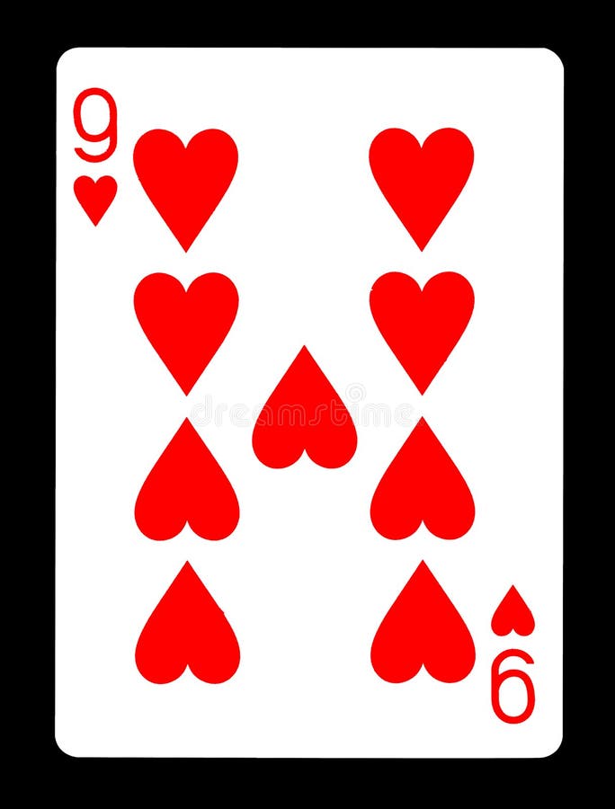 Nove do cartão de jogo dos corações