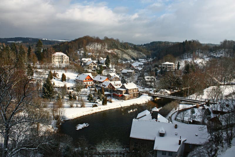 A panoramic winter view of Nove Mesto nad Metuji.