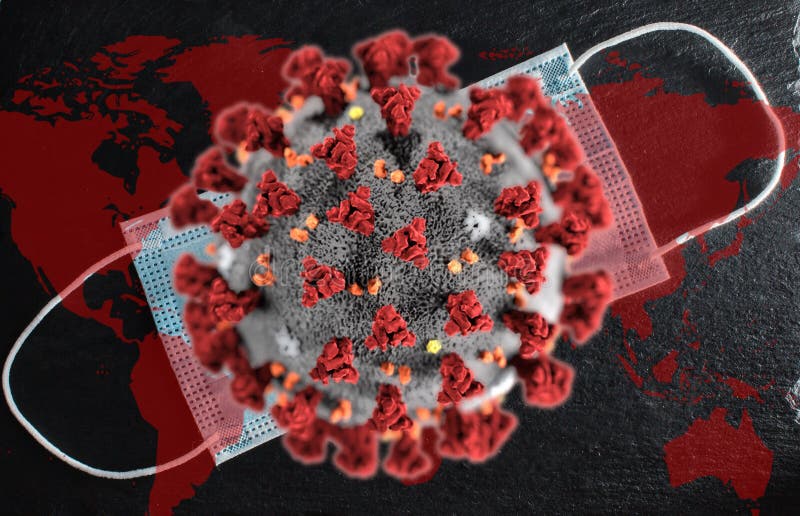 Novel coronavirus global epidemic, infectious respiratory illness spread and covid-19 pandemic concept the world map on surgical