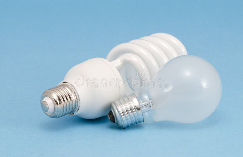LED Fluorescent and Incandescent Light Bulbs Stock Photo Image of