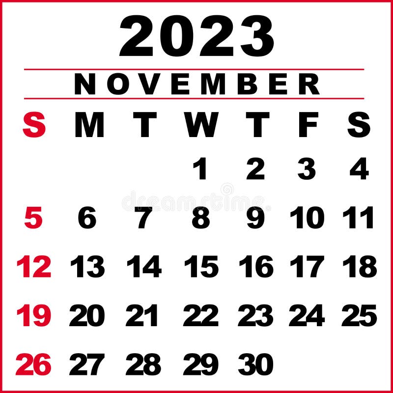 November 2023 Calendar Stock Illustrations – 6,811 November 2023