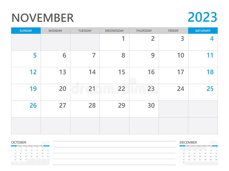 November 2023 Year, Calendar Planner 2023 and Set of 12 Months