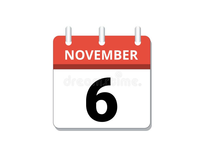 November 6th Calendar Icon Vector Concept of Schedule Business and November 6th Calendar Icon Vector Concept of Schedule Business and