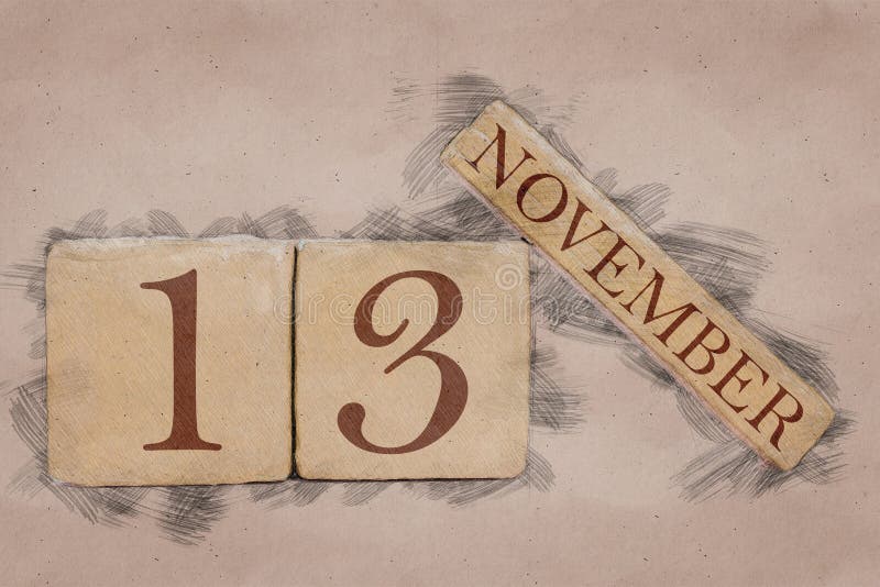 November 13th Day 13 of Month Calendar in Handmade Sketch Style November 13th Day 13 of Month Calendar in Handmade Sketch Style