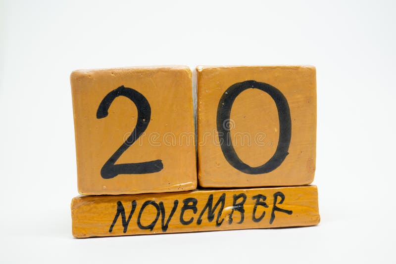 20 novembre Jour 20 de mois, calendrier en bois fait main d'isolement sur le fond blanc mois d'automne, jour du concept d'année photo libre de droits 20 novembre Jour 20 de mois, calendrier en bois fait main d'isolement sur le fond blanc mois d'automne, jour du concept d'année photo libre de droits