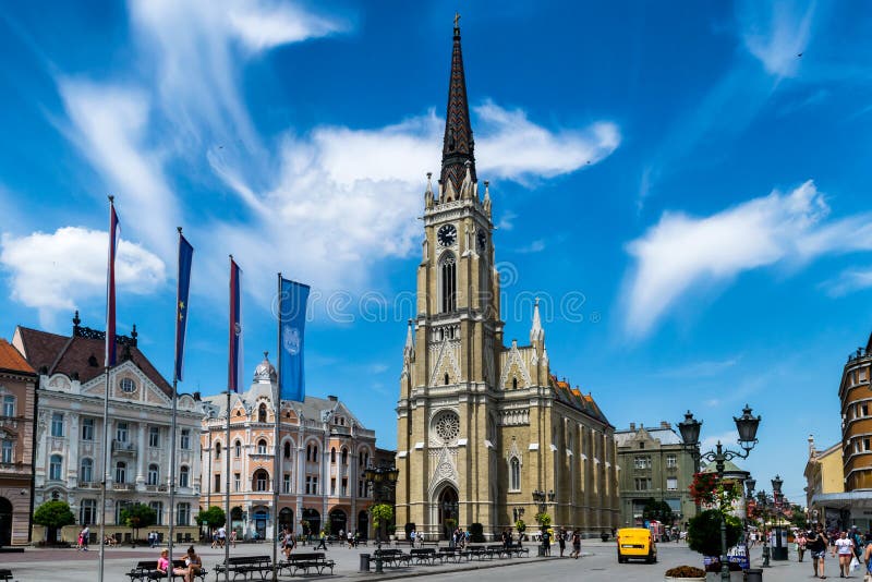 NOVI SAD, SERBIA - July 7, Novi Sad - Liberty Square on the day of Exit Festival. Novi Sad is the second largest city in Serbia,built in 1895. Novi Sad is the administrative center of one of the northern districts. NOVI SAD, SERBIA - July 7, Novi Sad - Liberty Square on the day of Exit Festival. Novi Sad is the second largest city in Serbia,built in 1895. Novi Sad is the administrative center of one of the northern districts.