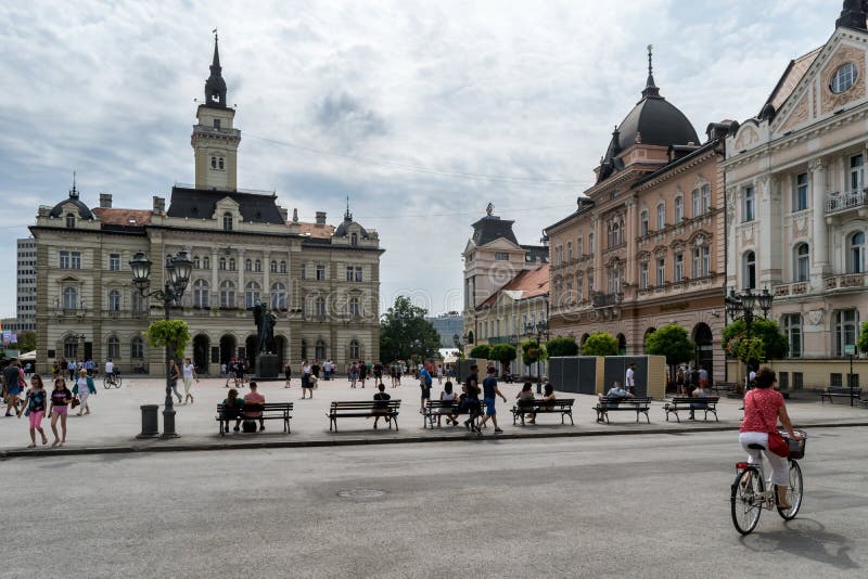 NOVI SAD, SERBIA - July 7, Novi Sad - Liberty Square on the day of Exit Festival. Novi Sad is the second largest city in Serbia,built in 1895. Novi Sad is the administrative center of one of the northern districts. NOVI SAD, SERBIA - July 7, Novi Sad - Liberty Square on the day of Exit Festival. Novi Sad is the second largest city in Serbia,built in 1895. Novi Sad is the administrative center of one of the northern districts.