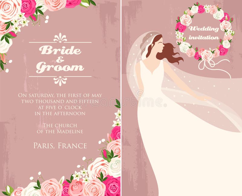 Novia y rosas stock de ilustración Novia y rosas stock de ilustración