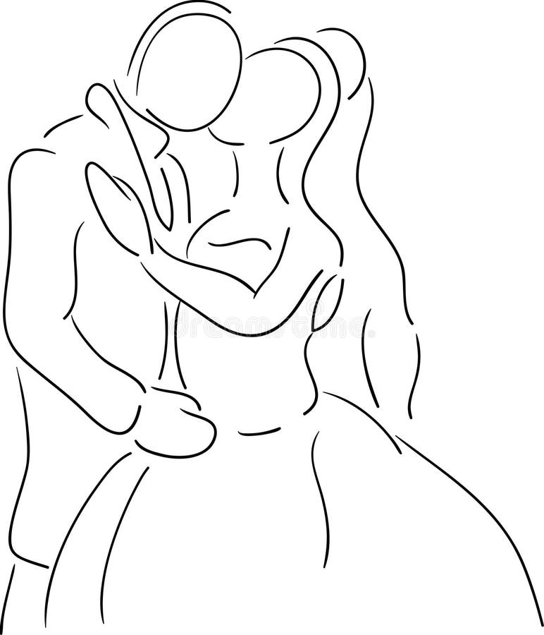 Dos Caras Línea Continua Dibujo De Dos Cabezas Hombres Y Mujer Concepto