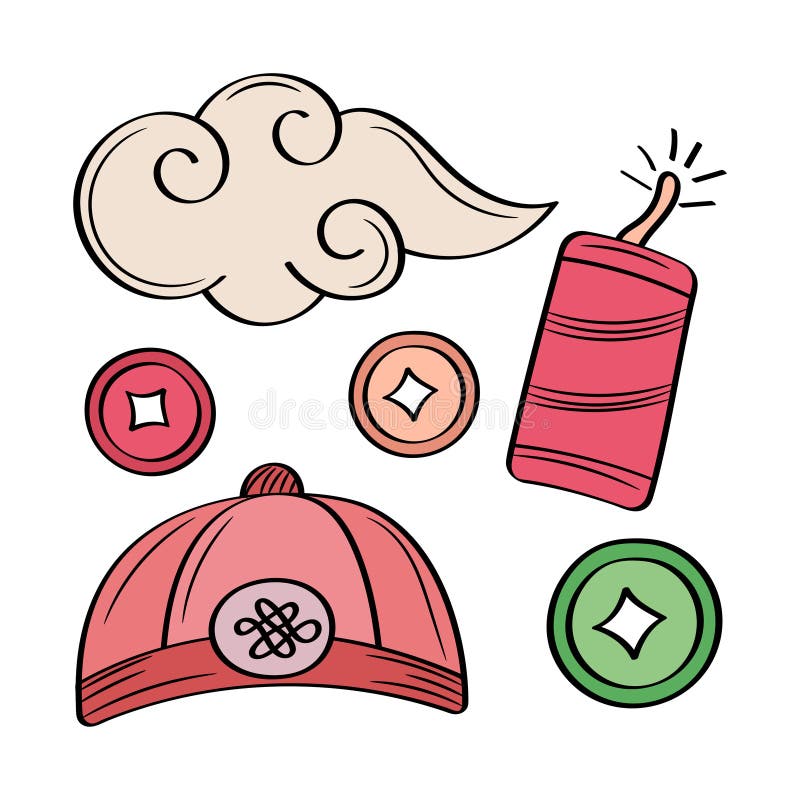 Novo ano chinês com estilo desenhado à mão ilustração royalty free