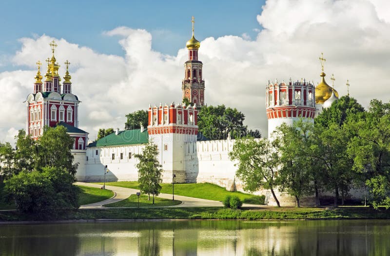 Novodevichy convent in the early morning stock photos