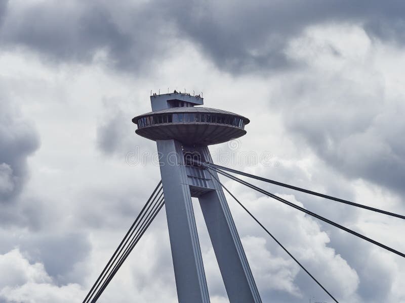 Novy Most bridge or UFO bridge in Bratislava, Slovakia