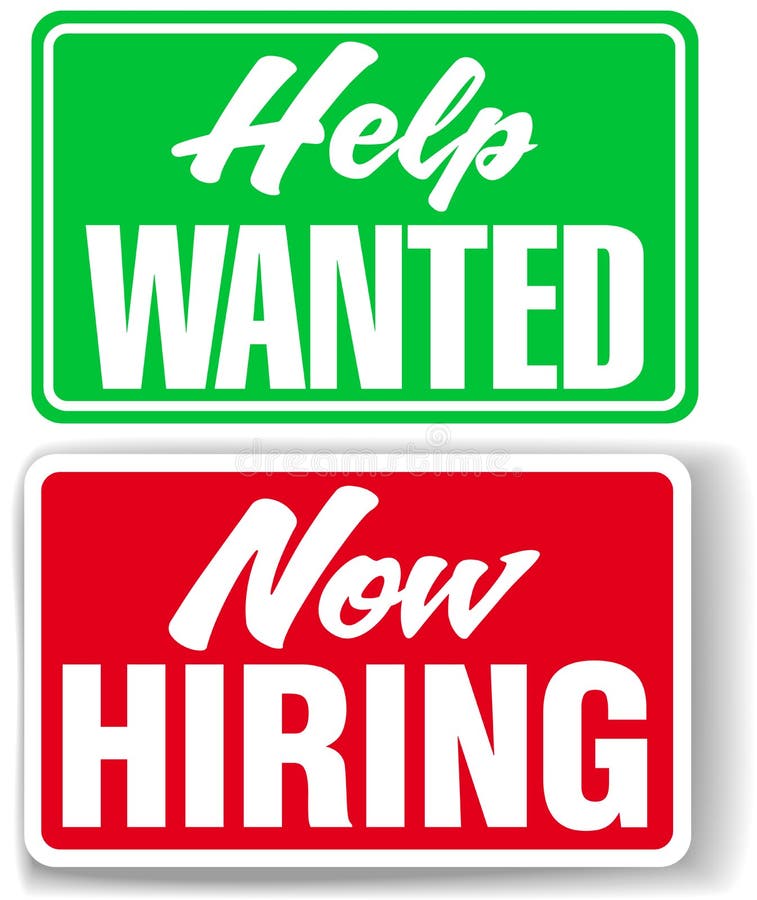 Now Hiring Help Wanted business signs stock illustration