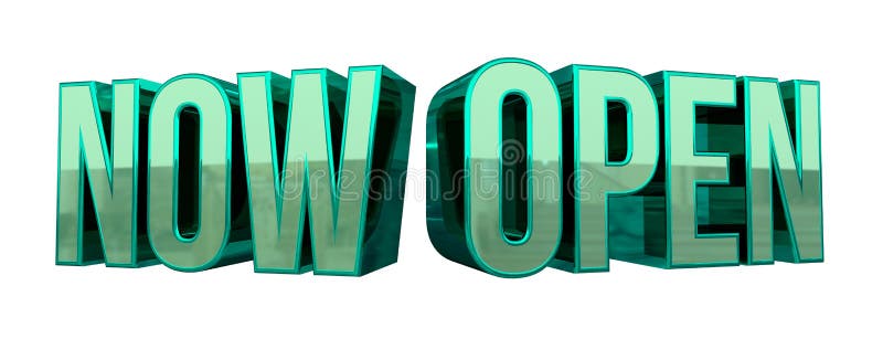 Now Open 3D Text stock illustration. Illustration of opening - 31127567