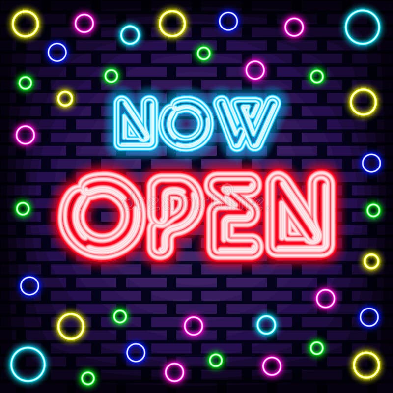 Now Open Neon Stock Illustrations, Cliparts and Royalty Free Now Open Neon  Vectors