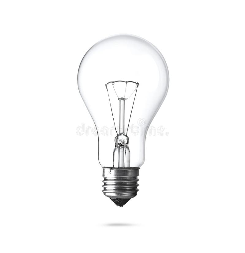 Nowa płonąca żarówka dla nowożytnych lamp odizolowywać na białym tle Kartoteka zawiera ?cie?k? odosobnienie