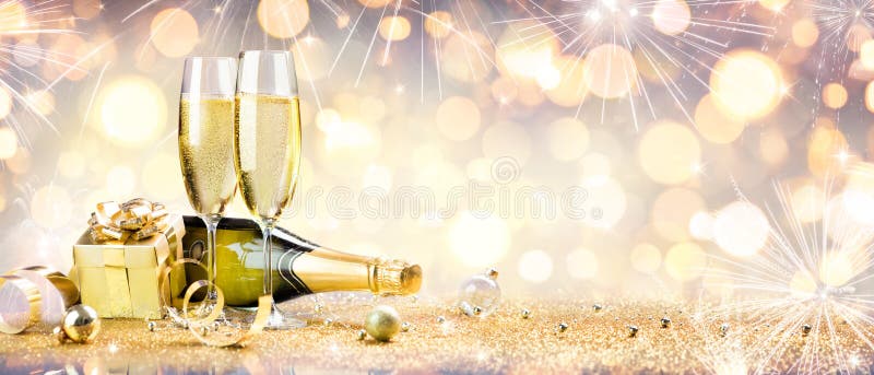 Nowego Roku świętowanie z szampanem
