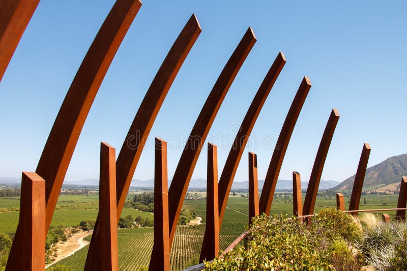 Nowoczesna architektura winnicy Vina Lapostolle Dolina Colchagua Chile zdjęcia stock
