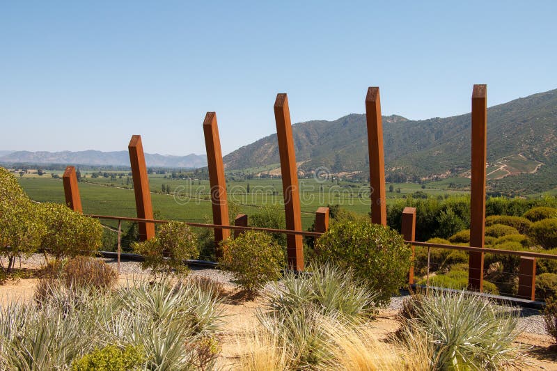Nowoczesna architektura winnicy Vina Lapostolle Dolina Colchagua Chile obraz stock