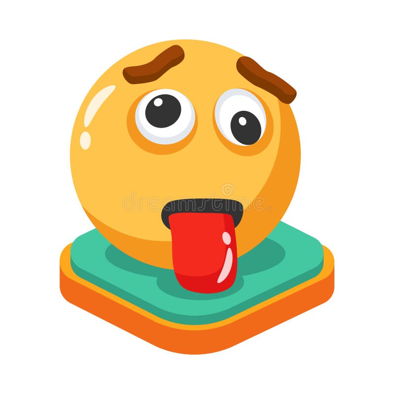 Nowoczesna ikona stylu 3d pokazująca zabawne emoji z językiem na zewnątrz ilustracja wektor