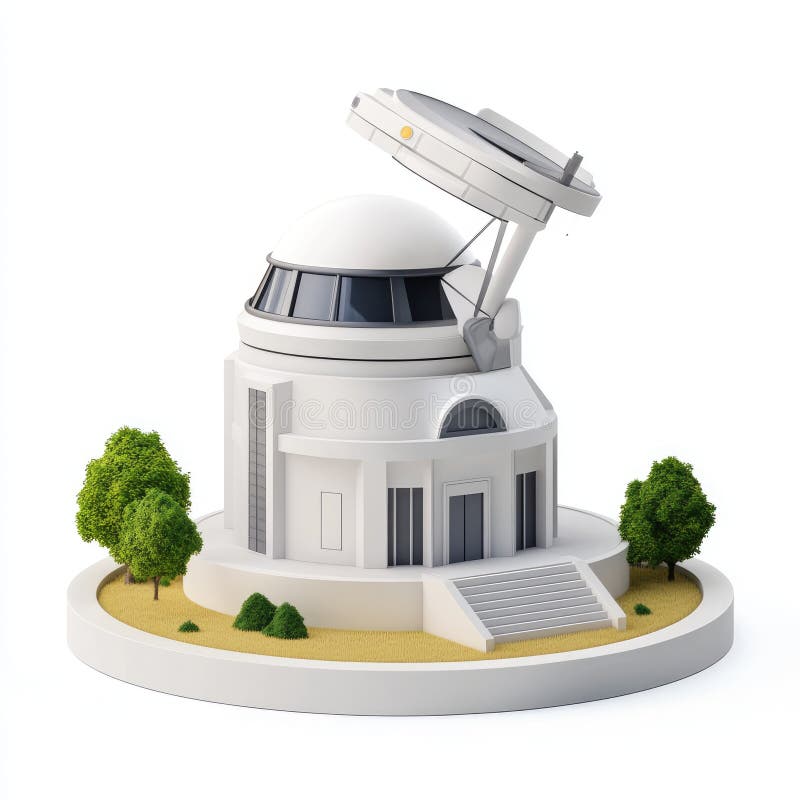 Nowoczesny budynek Obserwatorium Futurystycznego z otwartą kopułą ilustracji