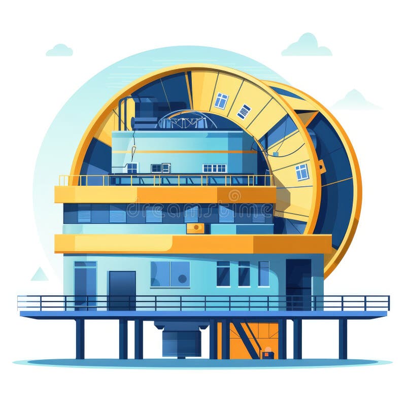 Nowoczesny budynek Obserwatorium z Rotating Dome Astronomiczne Research Centre ilustracji