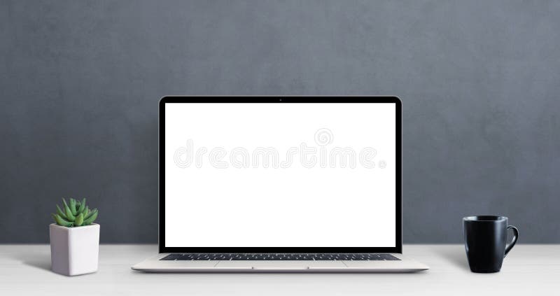 Nowoczesny komputer przenośny na biurku roboczym z ekranem do tworzenia aplikacji lub promocji witryny sieci Web obraz royalty free