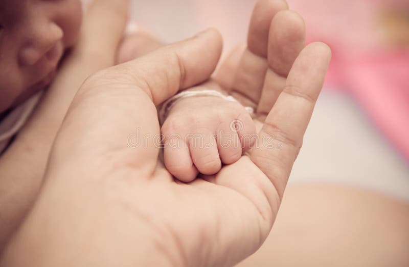 New born baby hand in mom's palm. New born baby hand in mom's palm