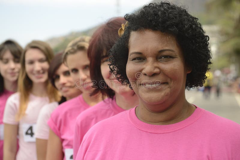 Breast cancer charity race: Group of women in pink. Breast cancer charity race: Group of women in pink