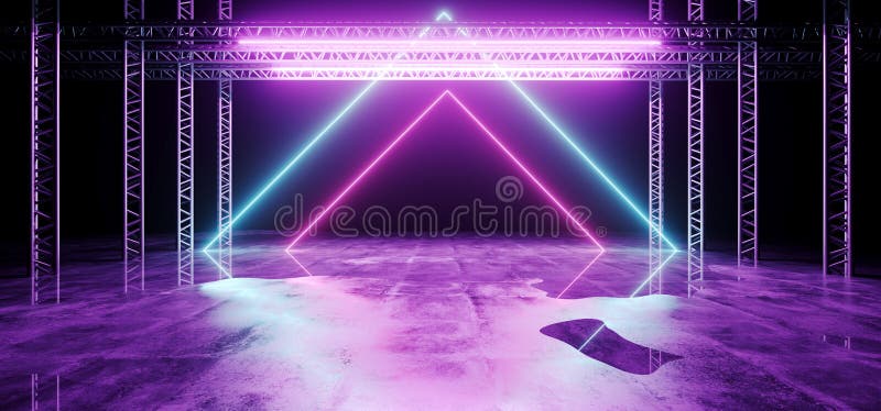 Nowożytna Abstrakcjonistyczna Sci Fi sceny Futurystyczna budowa Z Neonowym G royalty ilustracja Nowożytna Abstrakcjonistyczna Sci Fi sceny Futurystyczna budowa Z Neonowym G royalty ilustracja